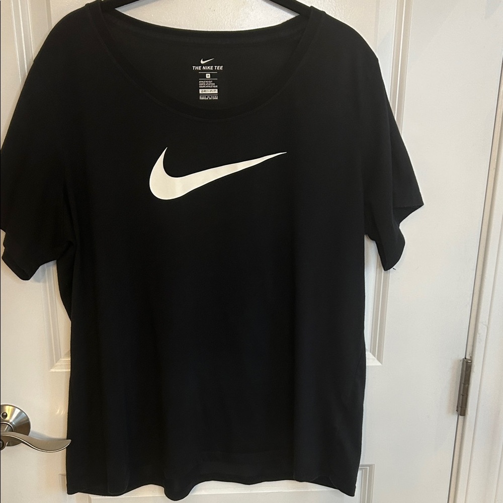 Nike Women's Black and White Swoosh Tee